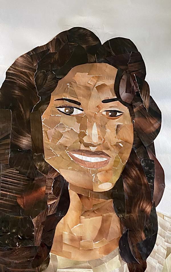 Collage Portrait of woman on white background
