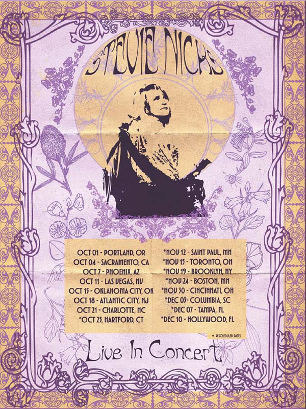 Graphic Art Nouveau Poster for Stevie Nicks 2025 tour